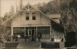 Men standing in front of farmhouse Buildings Postcard Postcard Postcard