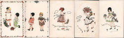 Set of 5: Children, Boys, Girls, Flowers Postcard Postcard Postcard