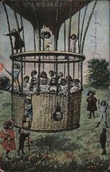 Hot Air Balloon Full of Babies Ready for Take Off Postcard