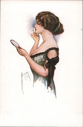 Woman powdering her face Postcard