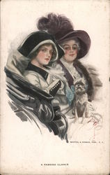 A Passing Glance - Two high-society ladies with toy dog Postcard