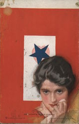 Her Heart's in the Service, Blue Star Artist Signed Harrison Fisher Postcard Postcard Postcard