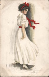 Girl in White Shirtwaist with Red Bows - Alice Luella Fidler Postcard