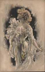 Woman in white dress Postcard