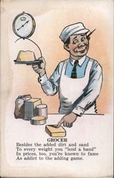 Grocer, Grocer using a Scale Postcard