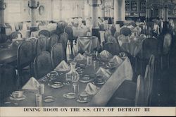 Great Lakes Cruise: Dining Room on the S.S. City of Detroit III Interiors Postcard Postcard Postcard