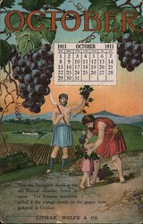 October Calender, Romans Gathering Grapes Postcard