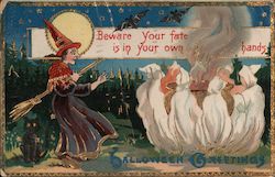 Halloween Greetings Beware Your Fate Is In Your Own Hands Postcard Postcard Postcard