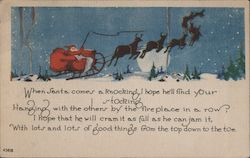 When Santa Comes A Knocking, I Hope He'll Find Your Stocking, Hanging With The Others By The Fireplace In A Row Santa Claus Post Postcard