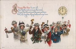 A Happy New Year To You All, Hip! Hip! Hurrah! Come Join The Crowd, Forget The Old And Greet The Year Just Born Postcard