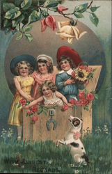 Group of Children in a Box Postcard