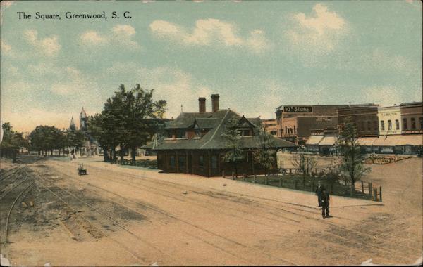 The Square Greenwood, SC Postcard