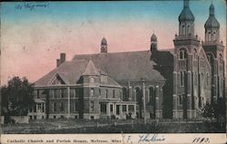 Catholic Church and Parish House Postcard