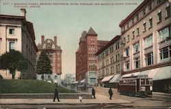 Morrison Street, Showing Post Office, Hotel Portland and Marquam Grand Theatre Oregon Postcard Postcard Postcard