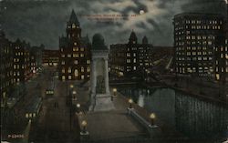 Clinton Square, Showing Soldiers' and Sailors' Monument at Night Postcard