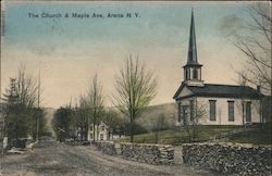 The Church & Maple Ave. Arena, NY Postcard Postcard Postcard