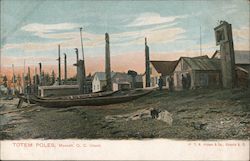 Totem Poles, Queen Charlotte Islands Massett, BC Canada British Columbia Postcard Postcard Postcard