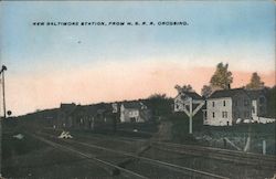 New Baltimore Station, From W. S. R. R. Crossing Postcard