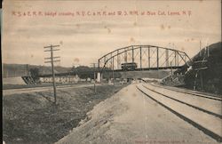 R.S. & E.R.R. Bridge Crossing N.Y.C. & H.R. and W.S.R.R. at Blue Cut Lyons, NY Postcard Postcard Postcard