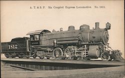 A.T. & S.F. Six Coupled Express Locomotive No. 1812 Locomotives Postcard Postcard Postcard