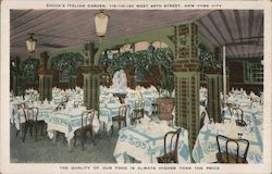 Zucca's Italian Garden, West 49th Street New York City, NY Postcard Postcard Postcard