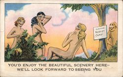 Sunshine Nudist Camp Comic, Funny Postcard Postcard Postcard