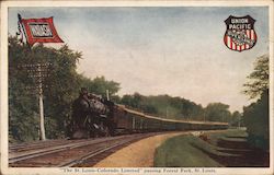 "The St. Louis-Colorado Limited" Passing Forest Park Postcard