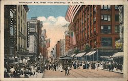 Washington Ave. West from Broadway Postcard