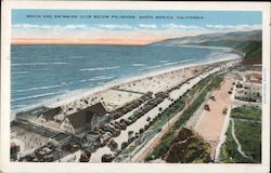 Beach and Swimming Club Below Palisades Santa Monica, CA Postcard Postcard Postcard