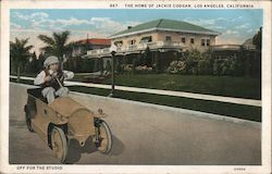 Home of Jackie Coogan - Off For the Studio, Boy in a Peddle Car Postcard