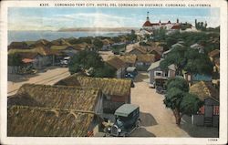 Coronado Tent City, Hotel Del Coronado in Distance Postcard