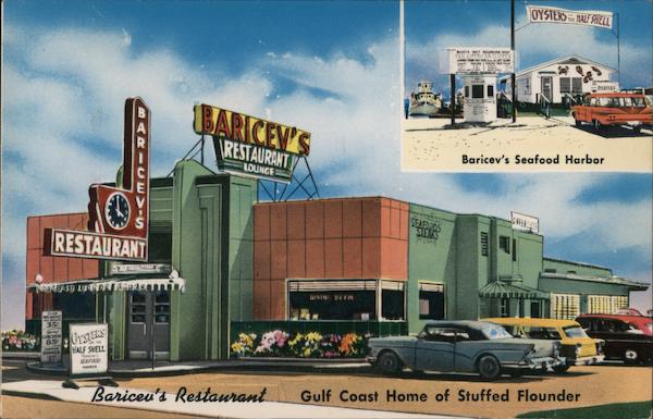 Baricev's Restaurant Biloxi, MS Postcard