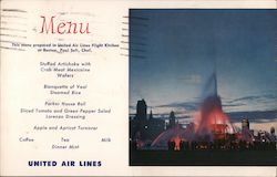 Menu of United Air Lines Flight Kitchen, Paul Sofi, Chef Postcard