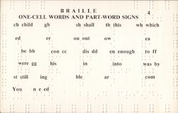 Braille One-Cell Words and Part-Word Signs Postcard