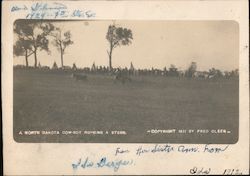 A ND Cowboy Roping a Steer North Dakota Rodeos Postcard Postcard Postcard