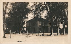 House Surrounded by Trees Fence and Snow Buildings Postcard Postcard Postcard