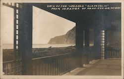 View of the Wrecked "Glenesslin" from Veranda of Neah-Kah-Nie Tavern Manzanita, OR Postcard Postcard Postcard