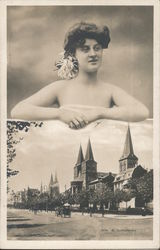 Basilica of St. Cunibert - Woman with Flower in Hair Köln, Germany Postcard Postcard Postcard