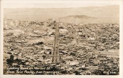 Looking Down on Market Street from Twin Peaks, San Francisco California Postcard Postcard Postcard