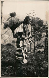 Woman Carrying Straw Postcard