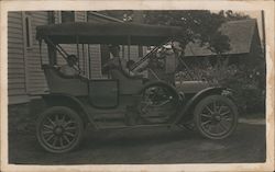 Family in Early Touring Car Postcard