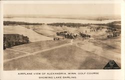 Airplane View of Golf Course Showing Lake Darling Alexandria, MN Postcard Postcard Postcard