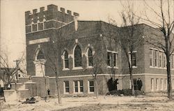 Brick Church Building People Standing to the Side Buildings Postcard Postcard Postcard