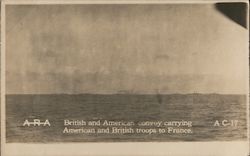 British and American Convoy Carrying American and British Troops to France Navy Postcard Postcard Postcard