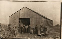 Group of People outside barn Postcard