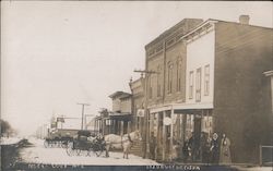 Storefronts, People, Horse & Buggies Postcard