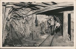 Men at Work in a Nevada Mine Postcard