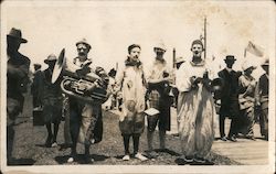 Clowns with Musical Instruments along a Boardwalk Postcard