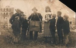 Group of Boys, Organ Grinder, Woman with Tambourine - Estonian Costume Occupational Postcard Postcard Postcard