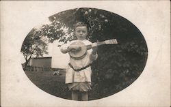 Boy Playing a Small Banjo Music Postcard Postcard Postcard